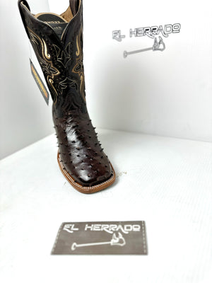 BOTAS EN PIEL DE AVESTRUZ SUELA CAFÉ HORMA 62